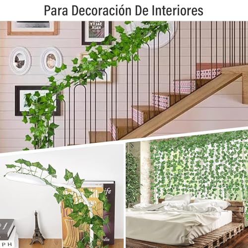 GALASALA Enredaderas Artificiales 24 Pzs, 24 * 2m Plantas Colgantes Artificiales Hogar, Planta Artificial Decorativa, Hogar Decoración, Jardín de Bodas Temático del Bosque Decoración de Hoja Verde