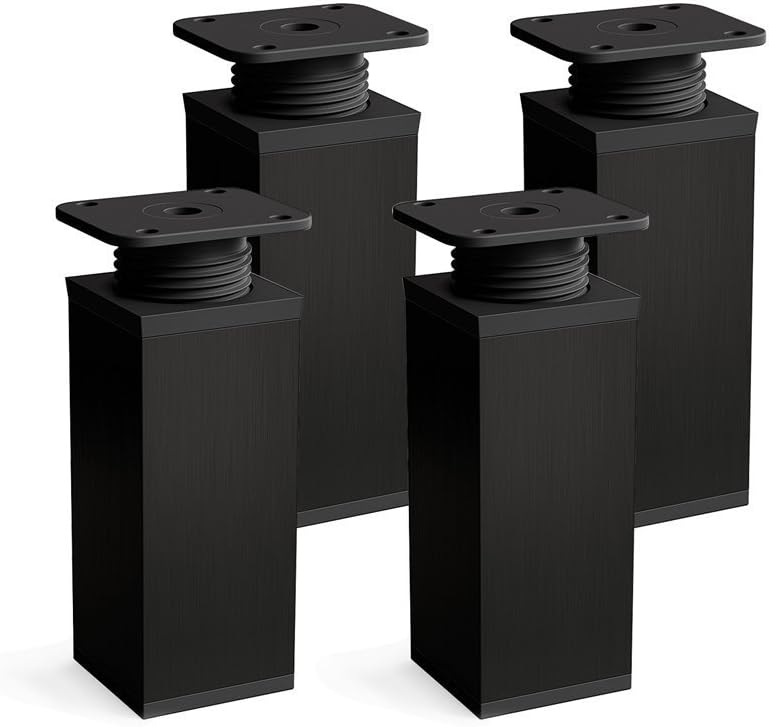 Furniture Legs, Pack of 4, Height Adjustable Angular Profile 40 x 40