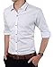 YTD Mens 100% Cotton Casual Slim Fit Long Sleeve Button Down Printed Dress Shirts US M White