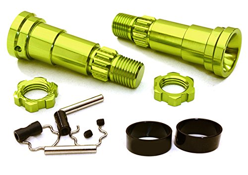 Integy RC Model Hop-ups C27464GREEN Billet Machined +6mm Ext. Stub Axles for C27070, C27071 & C27072