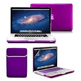 Macbook Pro Rubberized 13 inch Case, GMYLE 4 in 1 Bundle Deal Deep Purple Hard Shell Protective Cover with Keyboard Cover Screen Protector Sleeve (not fit for 13 Macbook Pro with Retina display)