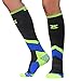 Zensah Standard Tech+ Compression Socks, Black/Yellow/Blue, Large (Men's 10-12.5, Women's 11.5-14)