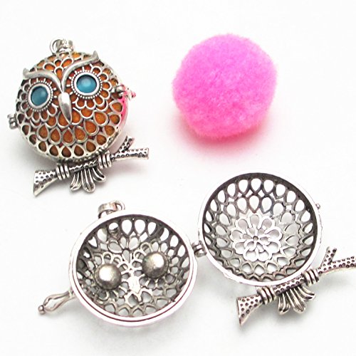 Dandan DIY 5pcs Owl Bird Brass Hollow Cage Locket Perfume Essential Oil Aromatherapy Diffuser Charms Owl Hollow Pendant Craft Diffusion Ball (Owl-1)