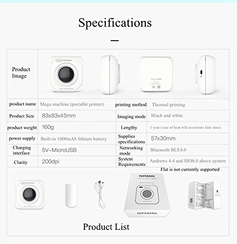 image for PAPERANG P1 Printer Portable Bluetooth 4.0 Printer Photo Printer Phone