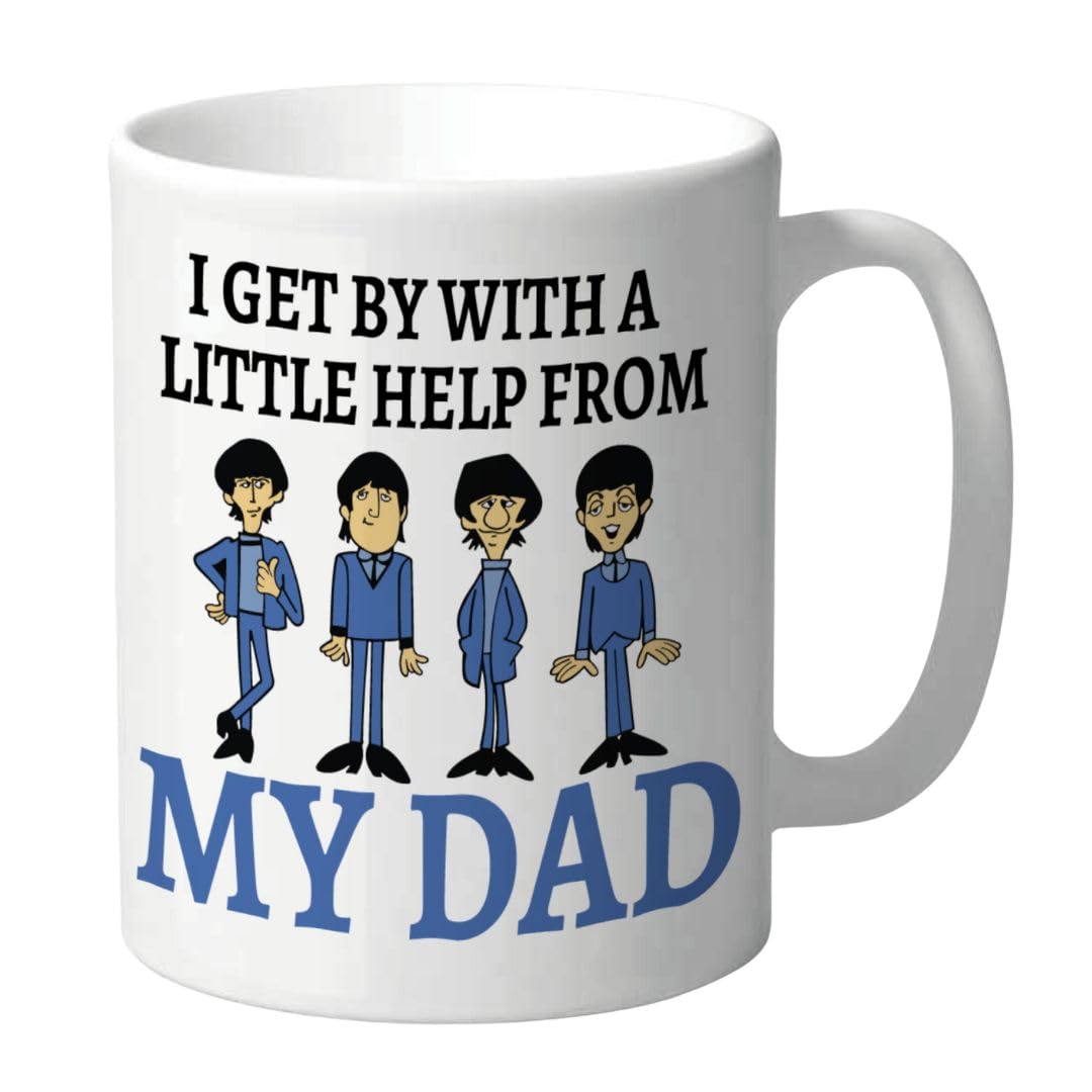Wanky Candles Funny Dad Inspired Mug - I Get by with A Little Help from My Dad, 60's Rock and Roll, Birthday, Fathers Day - CMUG170