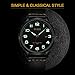 BUREI Men's Unique Quartz Wrist Watches with Stainless Steel Luminous Dial with Black Leather Band