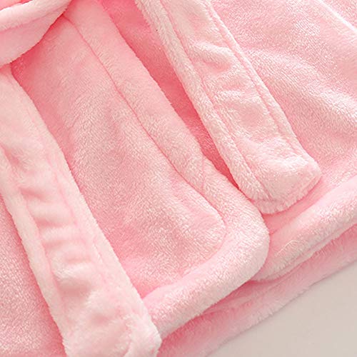 iZHH Baby Boys Girls Kids Bathrobe Cute Cartoon Animals Print Hooded Towel Pajamas Clothes(Pink,3-4T) - Thumbnail 2