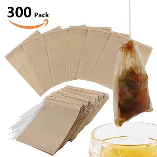 300PCS Tea Filter Bags , Disposable Paper Tea Bag with Drawstring Safe Strong Penetration Unbleached Paper for Loose Leaf Tea and Coffee