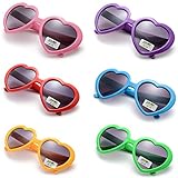 OAONNEA 6 Pack Neon Colors Party Favor Supplies Heart Shape Sunglasses (6 Pack Color)