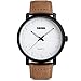 Mens Unique Analog Quartz Waterproof Business Casual Leather Band Dress Wrist Watch with Simple Fashion Classic White Time Mark Design, Key Scrath Resitant Face, 98FT 30M Water Resistant - White