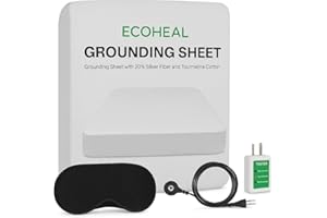 ECOHEAL Grounding Mat for Bed with PU Leather and Tourmaline, King 74.80"x26.77" - Includes Grounding Cord, Instruction Manual, and Sleep Mask with Tourmaline and Silver