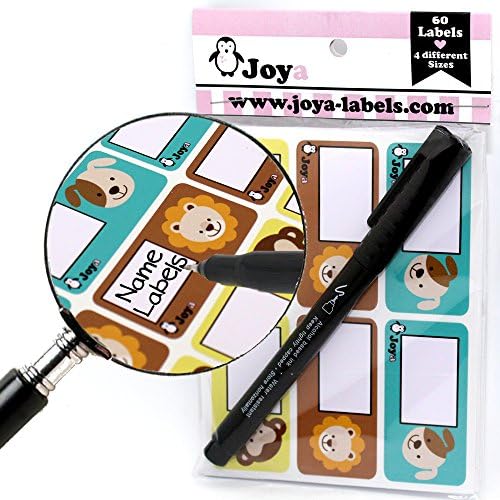 Baby Bottle Labels, Personalized Name Labels, Self-Laminating with Matching Permanent Pen - Great for Daycare, Kindergarten and School. (60 Labels)