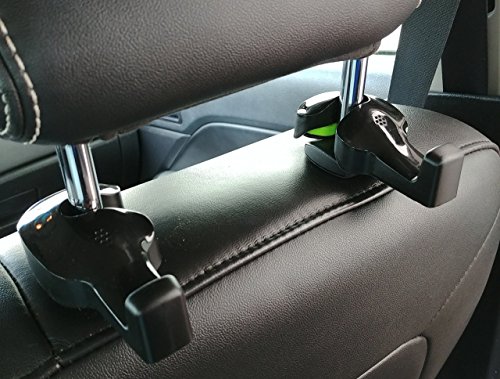 Slippery Pete Headrest Hooks for Car Seats, Purse Hanger, Grocery Bag Hook, Umbrella and Hat Rack. Backseat Organizer! - Thumbnail 5