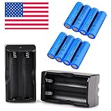 HeCloud 8PCS Rechargeable 18650 Battery with 2PC Dual Smart Charger, 3.7V Li-ion