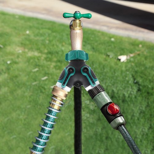 Toch Garden Hose Splitter 2 Way Y Valve Garden Hose Shut Off Valve Extender Full Metal Garden Hose Connector Outdoor Faucet Sprinkler Strong TPR Coating Arthritis Friendly