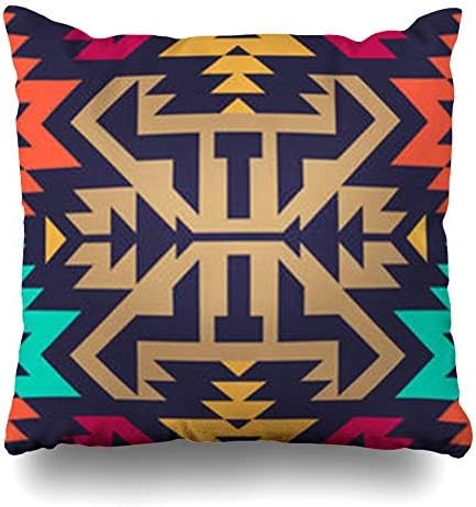 ArtsDecor Throw Pillow Covers Puzzle Tribe Tribal Pattern Modern Psychedelic Mix Stripes Triangles Abstract African Aztec Design Home Decor Cushion Square Size 18" x 18" Zippered Sofa Pillowcase