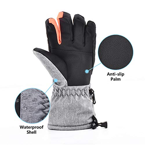 Walsking Ski Gloves Waterproof Breathable Snowboard Gloves,3M Thinsulate Winter Warm Snowmobile Cold Weather Gloves for Men - Thumbnail 2
