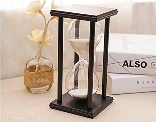 Vintage Hourglass Square shaped base Sand Timer 15 Minute Wood Sand Timer for Kitchen, Office, School and Decorative Use - Finish with Real Beach White Sand