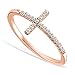 DTLA Sideways Cross CZ Rose Gold Plated Sterling Silver Ring