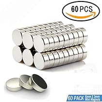 60 pieza Neodimio Imán,Mini Imanes Neodimio Raro Tierra 6 x 3 mm, Modelos de artesanía DIY personalizado Multiuso para puerta de refrigerador Pizarra blanca Mapa magnético Pantalla magnética Tableros de anuncios Refrigeradores
