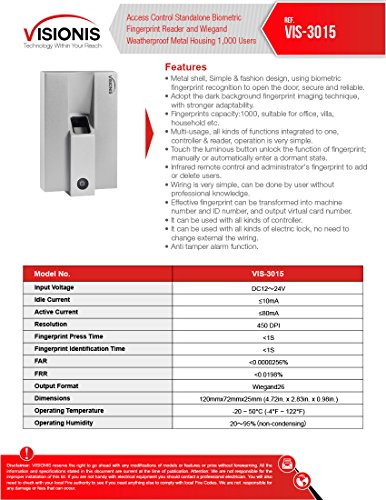 VIS-3015-Visionis-Access-Control-Standalone-Biometric-Fingerprint-Reader-And-Wiegand-Weatherproof-Metal-Housing-1000-Users
