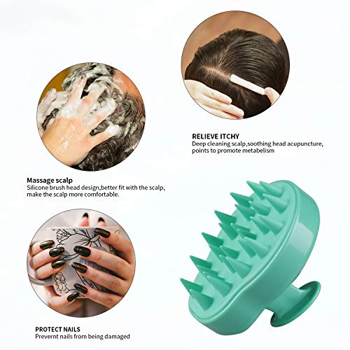 Hair Scalp Massager, BEAUTLOHAS. Shampoo Brush, Scalp Scrubber and Dandruff Brush for Scalp Care Hair Cleaning Shower, Neck and Body Massager, Soft Silicone Comb for Men, Women, Kids and Pets (Green)