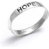 Silverly Engraved Hope Faith Love Sterling Silver Rings for Women and Men - Inspirational Women's Promise Ring - Classic Wedding Band- 925 Solid Silver Stacking Rings Jewelry
