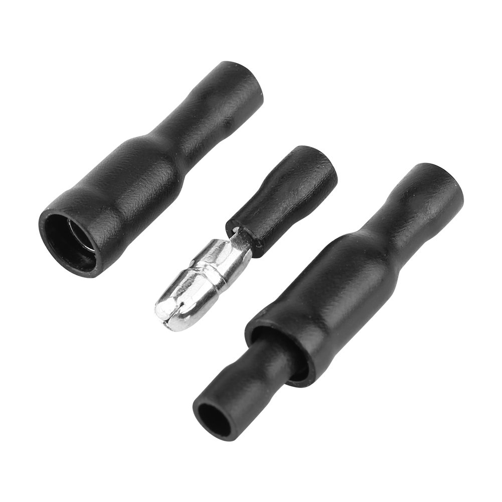 DEWIN 50pcs Electrical Connectors, Female and Male Insulated Electric Connector Crimp Bullet Terminal for 0.5 to 1.5mm²(Black)