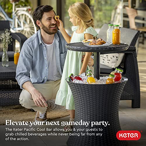 Keter Outdoor Patio Furniture and Hot Tub Side Table with 7.5 Gallon