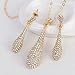 YINLI Full Crystal Rhinestone Gem Tear Drop Pendant Necklace Earrings Jewelry Sets
