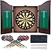 Trademark Gameroom Dartboard Cabinet Set with Realistic Walnut Finish