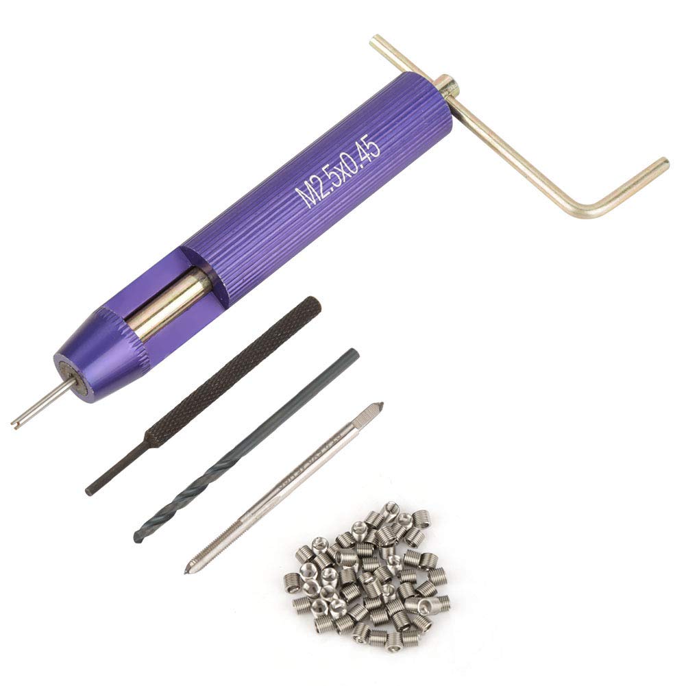 50pcs Thread Repair Kit, M2.5 x 2D Stainless Steel Coiled Wire Thread Insert Combination Tool Set for Restoring Damaged Wires in Steel, Iron, Aluminum