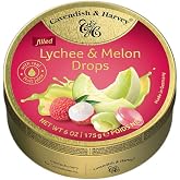 Cavendish &amp; Harvey | Lychee &amp; Melon Filled Hard Candy Drops | 175g 6 ounce Tin