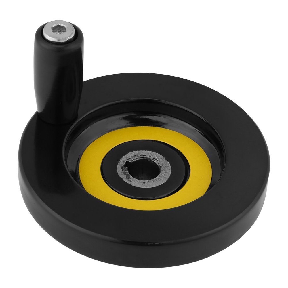 Fafeicy Revolving Handle Hand Wheel, 0.39 × 3.15in Black Lathe Milling Machine Rear Ripple Hand Wheel with Revolving Handle for Lathe Milling Machine(10 * 80mm)
