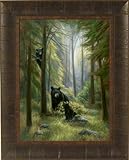 Spirits Of The Forest by Lucie Bilodeau 17x21 Black Bear and Cubs Art Print Wall Décor Framed Picture
