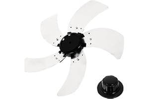 MAGICLULU Round Bore Fan Blade 5 Leaves Replacement Electric Fan Leaves 16 Inch Metal Fan Blades Replacement with Nut Cover Pedestal Fan Table Fanner Replacement Part for Home