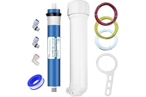 Huining Reverse Osmosis Membrane RO Membrane Housing Kit with 1/4 Quick Connector,Check valve,Water Pipe,Wrench Whole Set for Residential Household Hospital Water Filtration System (75GPD)
