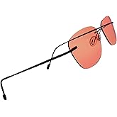 BRADDELL FL-41 Rose Tinted Migraine Light Sensitivity Rimless Glasses for Fluorescent LED Glare, Photophobia and Eye Strain