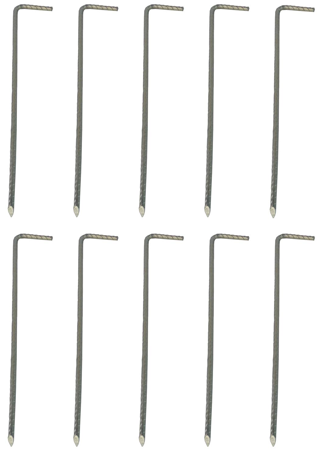 Savage Island 300mm x 6mm 10 Pack Galvanised Heavy Duty Steel Ground Stakes/Tent Pegs/Anchor Stakes. Suitable For Marquees, Trampolines, Gazebos, Bouncy Castles, Tents, Polytunnel Greenhouses