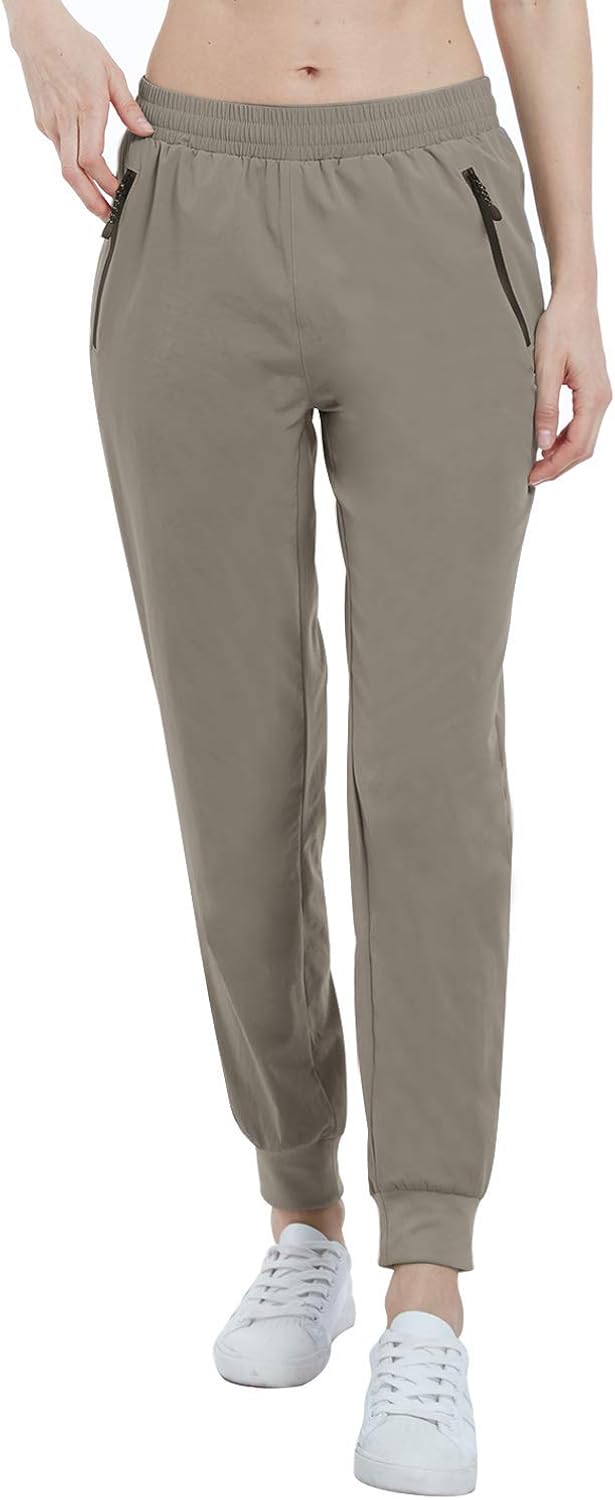 VAYAGER Women's Hiking Athletic Joggers Pants Running Sweat Pants Quick Dry Zipper Pockets Lightweight UPF 50+: Clothing