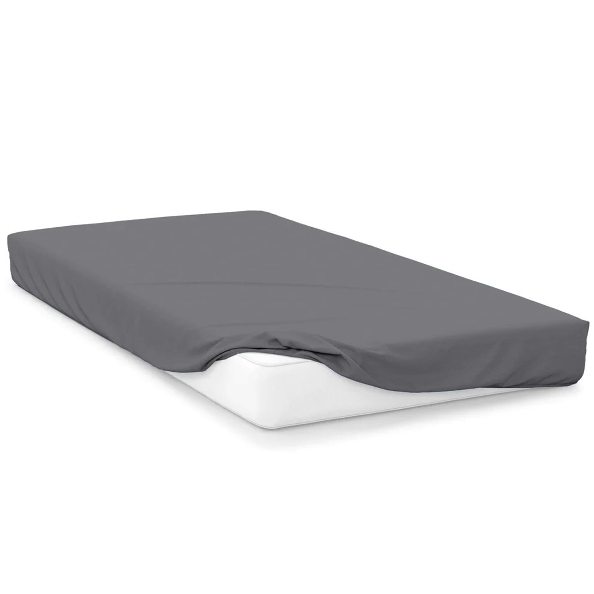 Oxford Homeware Single Fitted Sheet - 40cm Soft Made of Brushed Microfiber 1800 Easy Care Fade Resistant Bed Sheets for Bedding, Grey, (90 x 1191 cm)