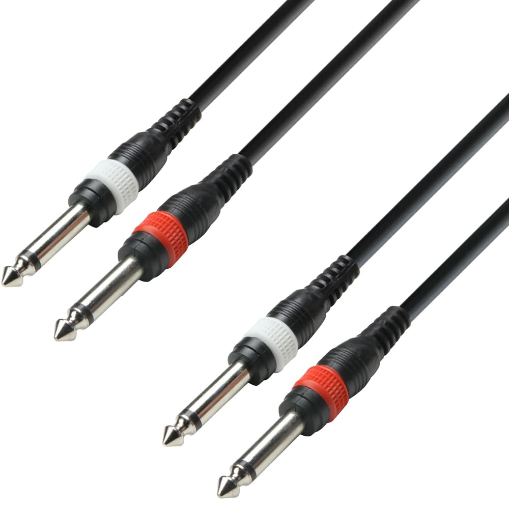 Adam Hall 3 Star Series 6m 2x 6.3mm Jack Mono to 2x 6.3mm Jack Mono Audio Cable
