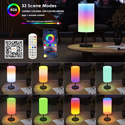 emie Smart Rainbow Lamps for Nightstands, Small Table Lamp for Bedroom