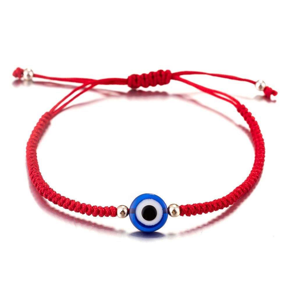 kelistom Handmade String Evil Eye Bracelet for Women Men Girls Boys Black Red Thread Adjustable Bracelets Minimalist Jewelry
