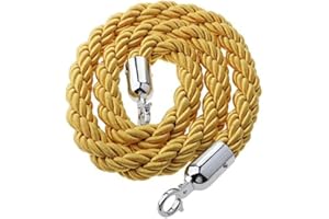SHANGHH 5 Foot Yellow Velvet Rope with Polished Hooks: Elegant Crowd Control Barrier, Perfect for Stanchions, VIP Areas, Events & Parties