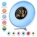 CrazyFire Sunrise Alarm Clock,Wake up Light Alarm Clock with Temperature/Humidity Monitor,Snooze Function,10 Brightness,6 Color Switch,Kids Alarm Clock for Bedrooms,Party,Festival