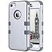ULAK iPhone 5C Case, Shockproof Soft Silicone Rubber Hard Plastic Hybrid Heavy Duty Protection Kidproof High Impact Case Cover for Apple iPhone 5C-Siver