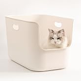 SpaceTime Extra Large Litter Box with High Sides,22.64"&times;14.76"&times;13.98" XL Multi Cat Litter Pan for Kitty,Cat Boxes for Indoor Cats,Jumbo Litter Boxes for Big Cats,Anti-Splashing,Easy to Clean