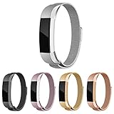 Fitbit Alta Bands, EHHE ZPF Milanese Loop Stainless Steel Metal Bracelet Smart Watch Strap with Unique Magnet Lock Replacement Wristbands For Fitbit Alta HR and Alta (Silver)