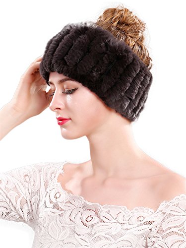 LITHER Women's Rabbit Fur Headband Winter Wrap Cap For Winter Earwarmer Earmuff